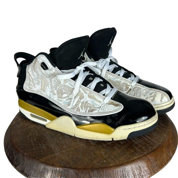 Nike Jordan Sneakers Mens 11.5 Dub Zero Black and White Gold Trim 311046-005 - Picture 1 of 16